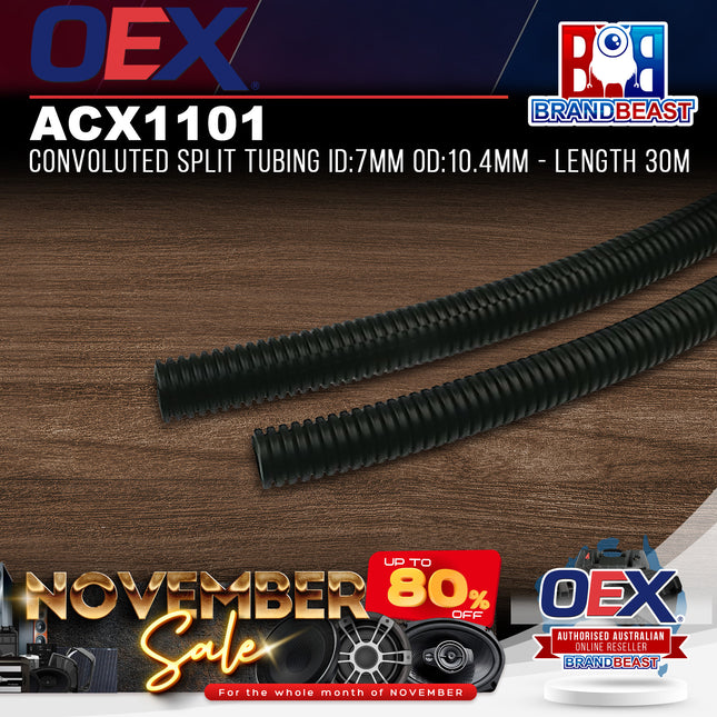 OEX ACX1101 30M Convoluted Split Tubing - ID: 7mm OD: 10.4mm
