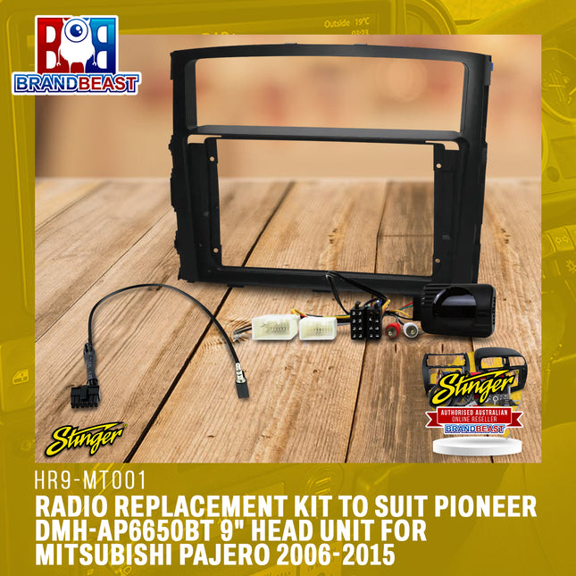 Stinger HR9-MT001 Radio Replacement Kit to Suit Pioneer DMH-AP6650BT 9" Head Unit for Mitsubishi Pajero 2006-2015