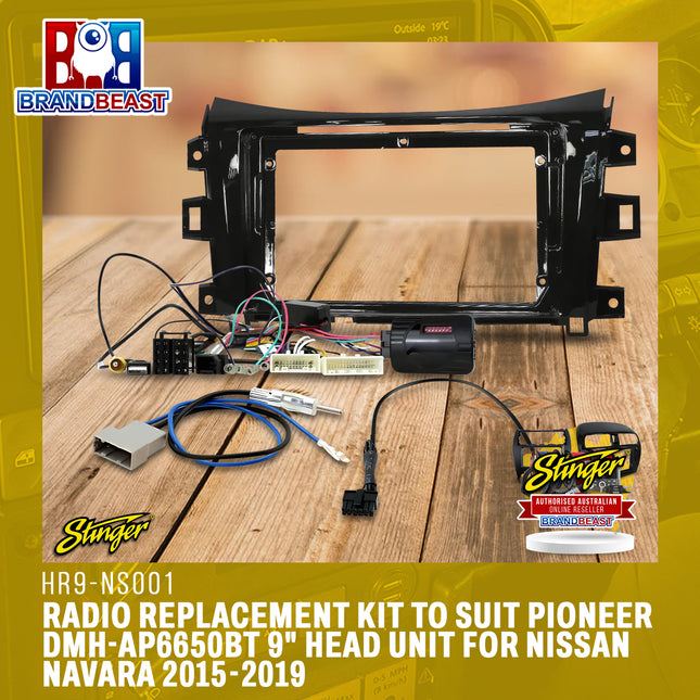 Stinger HR9-NS001 Radio Replacement Kit to Suit Pioneer DMH-AP6650BT 9" Head Unit for Nissan Navara 2015-2019