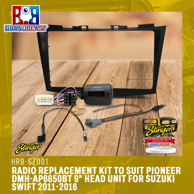 Stinger HR9-SZ001 Radio Replacement Kit to Suit Pioneer DMH-AP6650BT 9" Head Unit for Suzuki Swift 2011-2016
