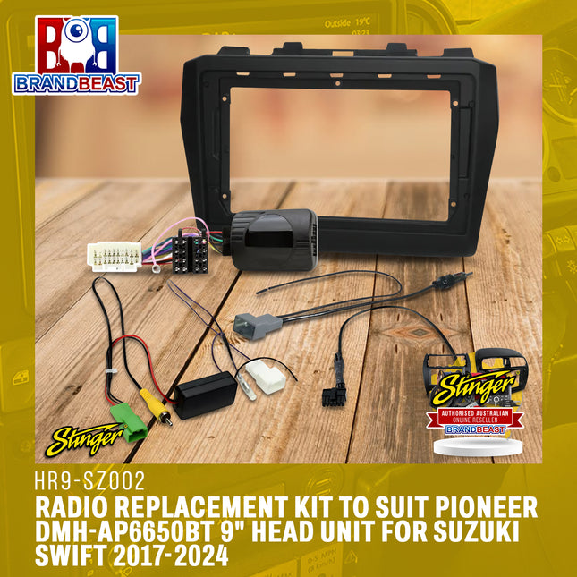 Stinger HR9-SZ002 Radio Replacement Kit to Suit Pioneer DMH-AP6650BT 9" Head Unit for Suzuki Swift 2017-2024