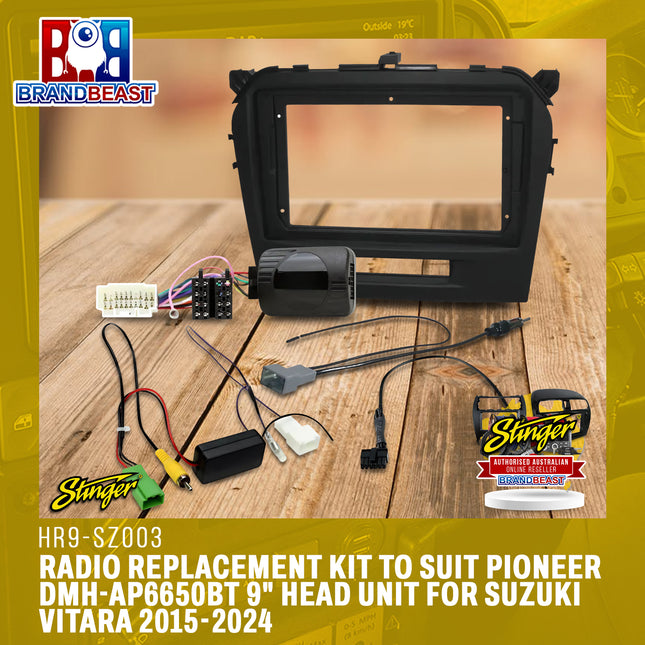 Stinger HR9-SZ003 Radio Replacement Kit to Suit Pioneer DMH-AP6650BT 9" Head Unit for Suzuki Vitara 2015-2024