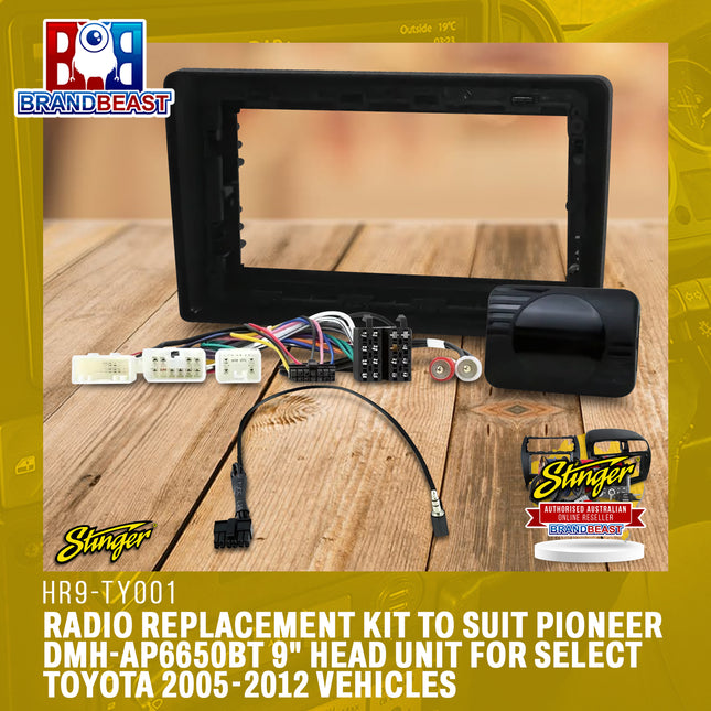Stinger HR9-TY001 Radio Replacement Kit to Suit Pioneer DMH-AP6650BT 9" Head Unit for Select Toyota 2005-2012 Vehicles