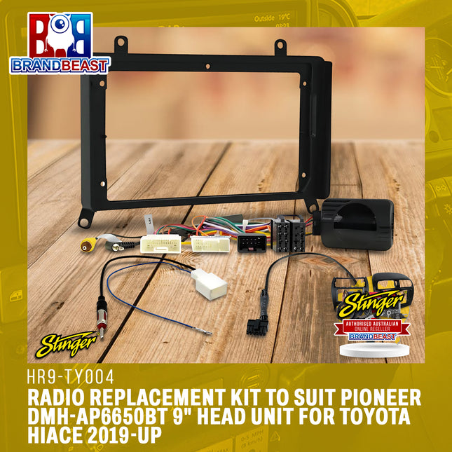 Stinger HR9-TY004 Radio Replacement Kit to Suit Pioneer DMH-AP6650BT 9" Head Unit for Toyota Hiace 2019-Up