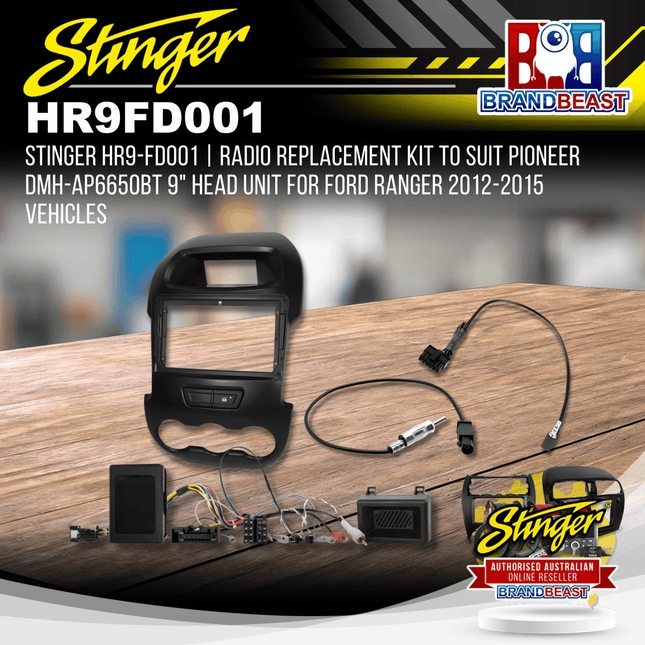 Stinger HR9-FD001 Radio Replacement Kit to Suit Pioneer DMH-AP6650BT 9" Head Unit for Ford Ranger 2012-2015 Vehicles