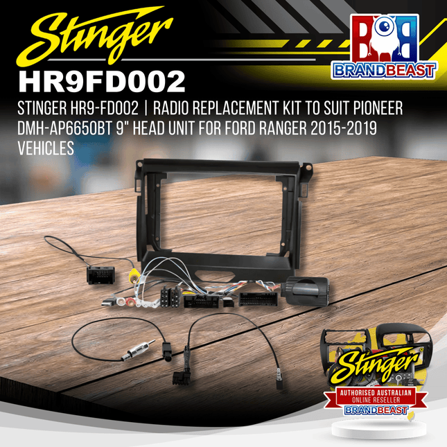 Stinger HR9-FD002 Radio Replacement Kit to Suit Pioneer DMH-AP6650BT 9" Head Unit for Ford Ranger 2015-2019 Vehicles