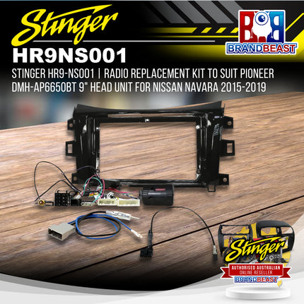 Stinger HR9-NS001 Radio Replacement Kit to Suit Pioneer DMH-AP6650BT 9" Head Unit for Nissan Navara 2015-2019