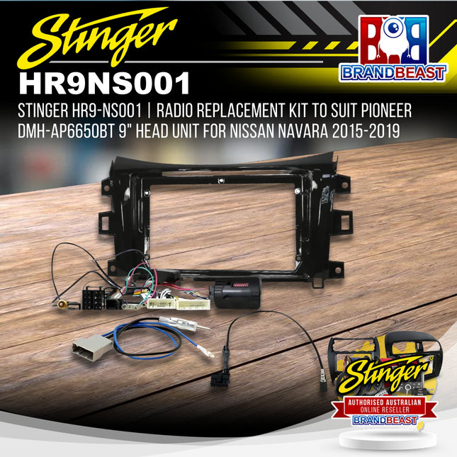 Stinger HR9-NS001 Radio Replacement Kit to Suit Pioneer DMH-AP6650BT 9" Head Unit for Nissan Navara 2015-2019
