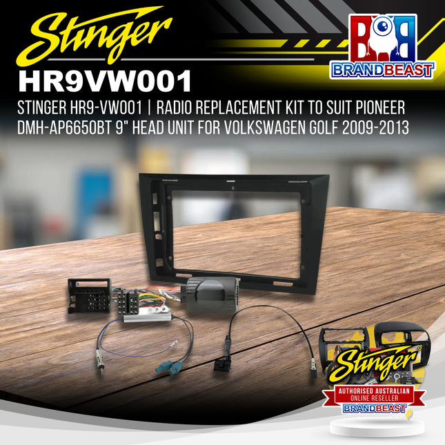 Stinger HR9-VW001 Radio Replacement Kit to Suit Pioneer DMH-AP6650BT 9" Head Unit for Volkswagen Golf 2009-2013