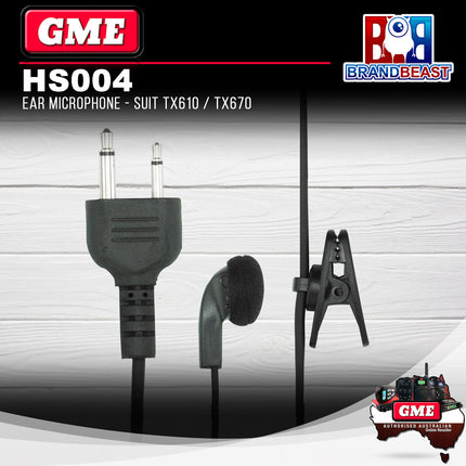 GME HS004 Earpiece Microphone - Suit TX610/TX670