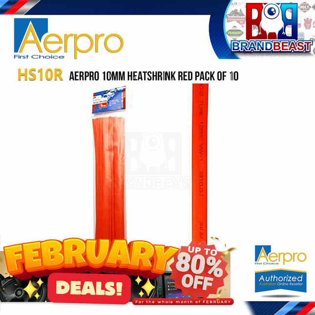 Aerpro HS10R 10mm Heatshrink Red Pack of 10pcs x 30cm