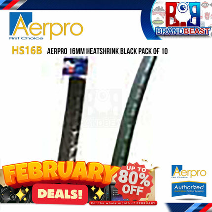 Aerpro HS16B 16mm Heatshrink Black Pack of 10pcs x 30cm