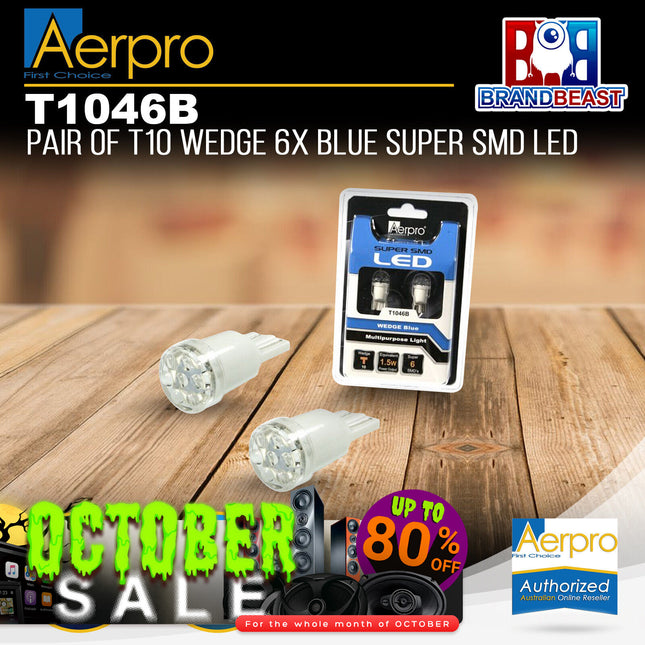 Aerpro T1046B Aerpro √Ç‚Ç¨" Pair Of T10 Wedge 6X Blue Super Smd Led √Ç‚Ç¨" T1046B