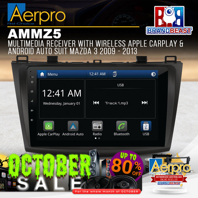 Aerpro AMMZ5 Multimedia Receiver With Apple CarPlay & Android Auto Suit Mazda 3