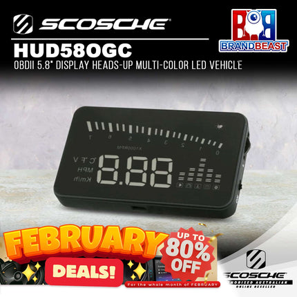 Scosche HUD58OGC OBDII 5.8&quot; Display Heads-up Multi-Color LED Vehicle