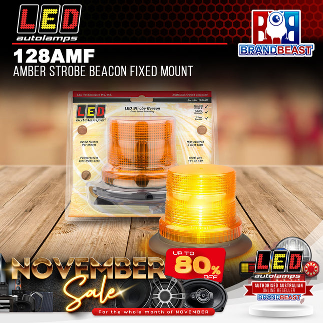 LED Autolamps 128AMF Amber Strobe Beacon Fixed Mount