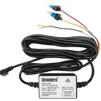 UNIDEN HWK-3 - Hard Wire Kit for Smart Dash Cams with USB-C