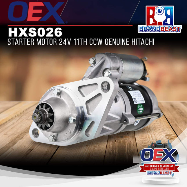 OEX HXS026 Starter Motor 24V 11Th CCW Genuine Hitachi