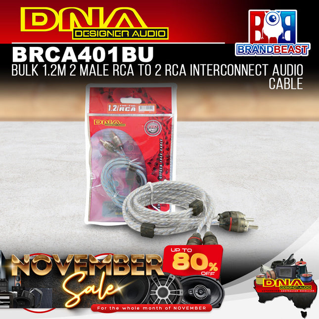 DNA BRCA401BU Bulk 1.2M 2 Male RCA To 2 RCA Interconnect Audio Cable