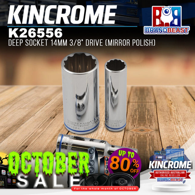KINCROME K26556 Deep Socket 14mm 3/8" Drive (Mirror Polish)