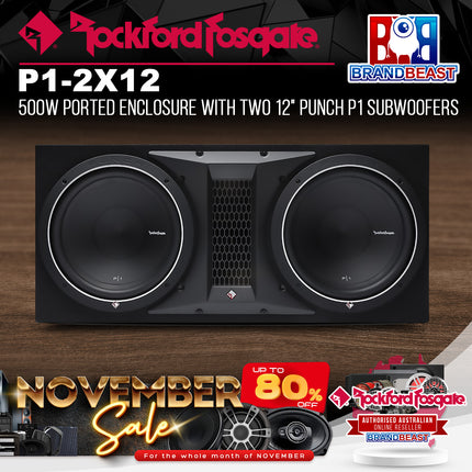 Rockford Fosgate P1-2X12 Punch Dual P1 12" Loaded Enclosure