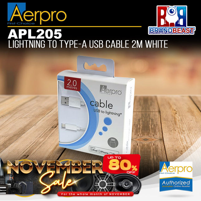 Aerpro APL205 2M Lightning to Type A USB Cable