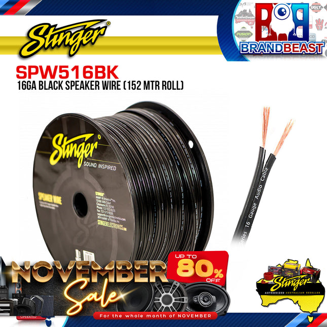 Stinger SPW516BK 152 Meter Roll 16GA Black Speaker Cable