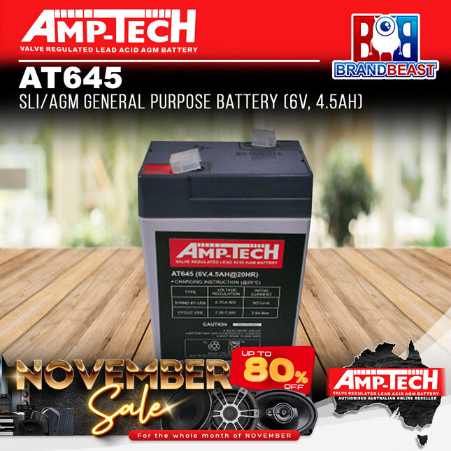 Amp-Tech AT645 SLI/AGM General Purpose Battery (6V, 4.5Ah)