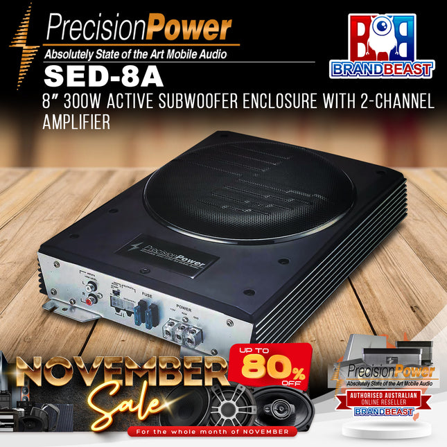 Precision Power SED-8A 8" 300W Active Subwoofer Enclosure with 2-Channel Amplifier