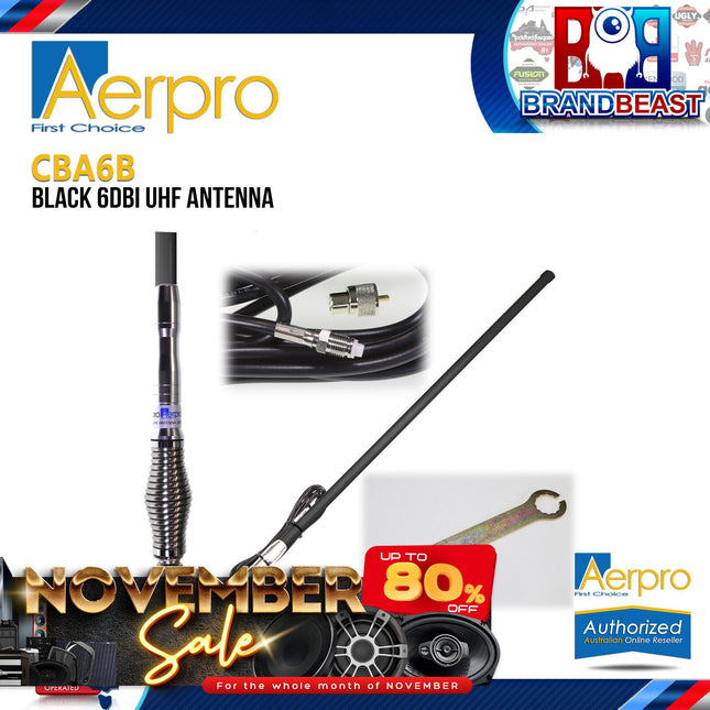 Aerpro CBA6B 6dBi 477MHz Heavy-Duty Black Radome UHF Antenna