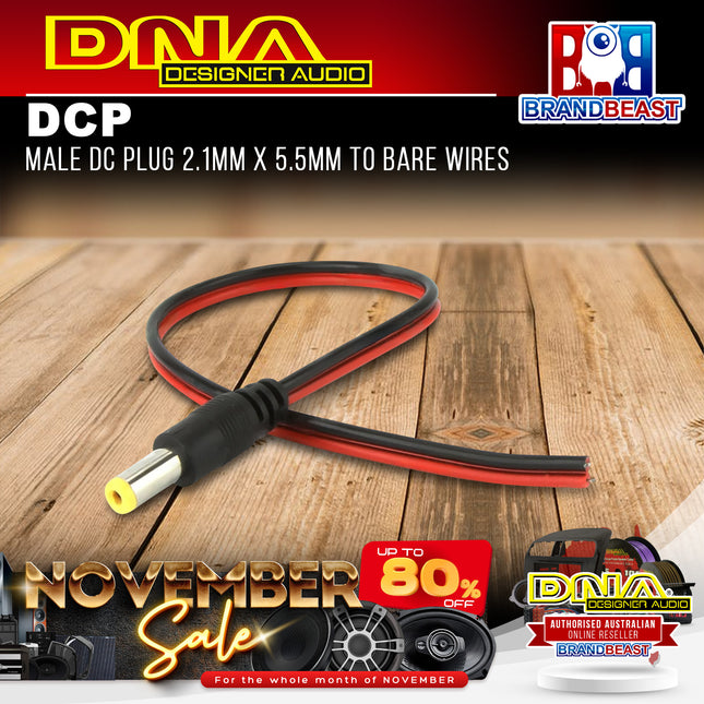DNA DCP Male DC Plug 2.1mm x 5.5mm To Bare Wires