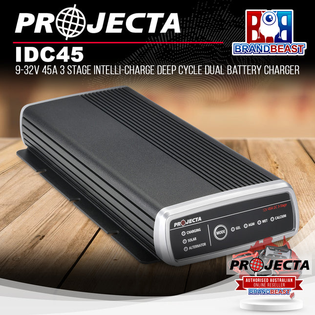 PROJECTA IDC45 9-32V 45A 3 Stage Intelli-Charge Deep Cycle Dual Battery Charger