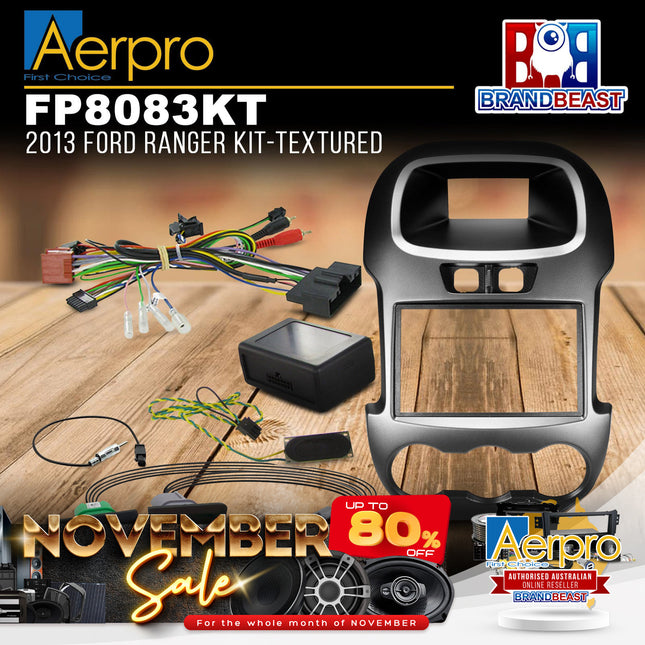 Aerpro FP8083KT 2DIN Textured Metallic Charcoal Install Kit Suit Ford Ranger PX
