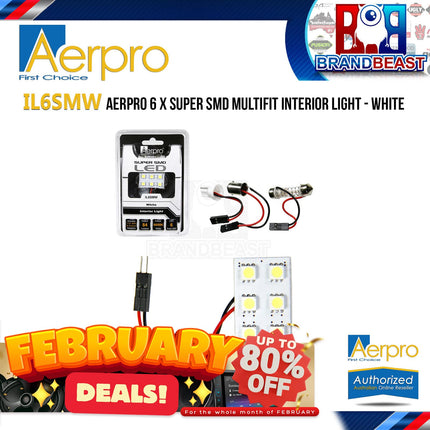 Aerpro Il6Smw 6 X Super Smd Multifit Interior Light - White