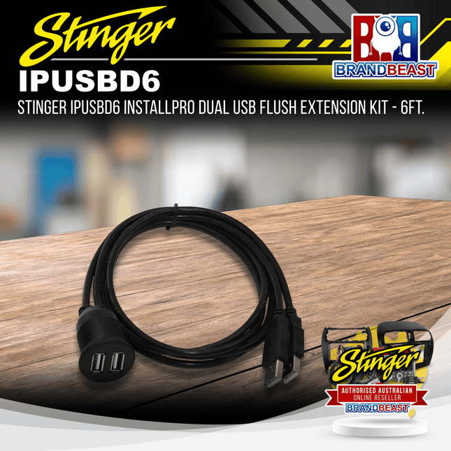 Stinger IPUSBD6 InstallPRO Dual USB Flush Extension Kit - 6Ft.
