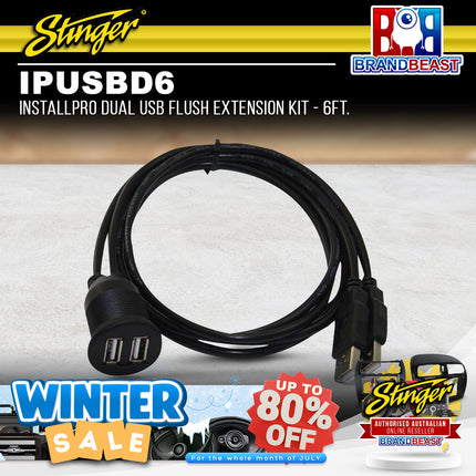 Stinger IPUSBD6 InstallPRO Dual USB Flush Extension Kit - 6Ft.