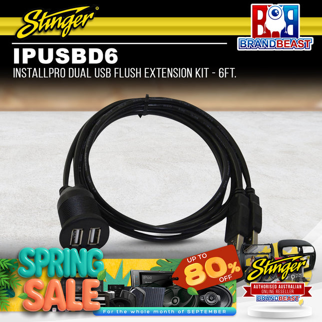 Stinger IPUSBD6 InstallPRO Dual USB Flush Extension Kit - 6Ft.