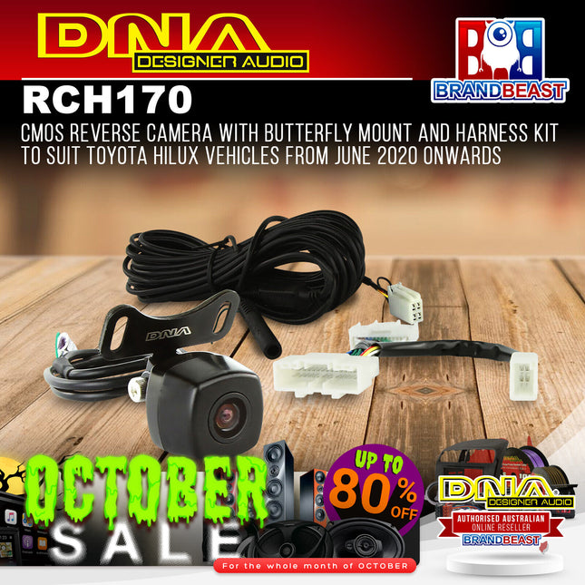 DNA RCH170 CMOS Reverse Camera With Butterfly Mount & Harness Suit Toyota Hilux