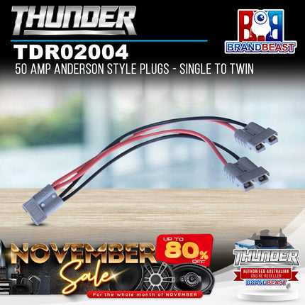 Thunder TDR02004 50 Amp Anderson Style Plugs - Single to Twin