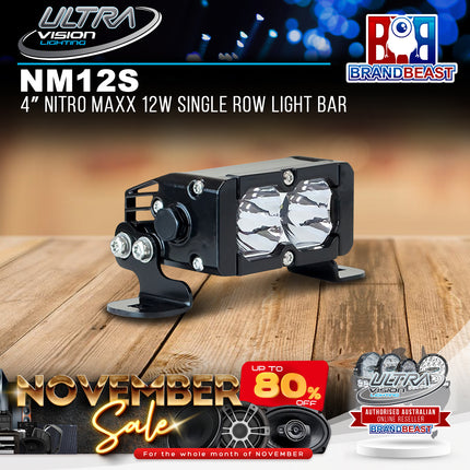 Ultra Vision Lighting NM12SSLB 4" Nitro Maxx 12W Single Row Light Bar (SPOT & 5700K)