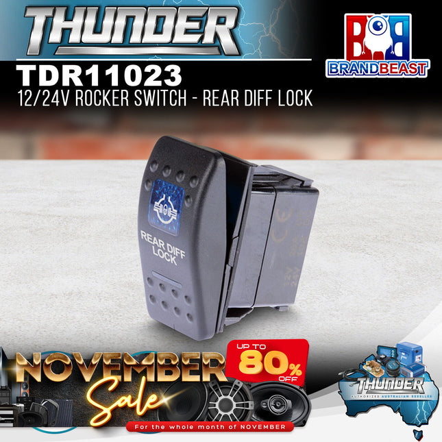 Thunder TDR11023 12/24V Rocker Switch - Rear Diff Lock