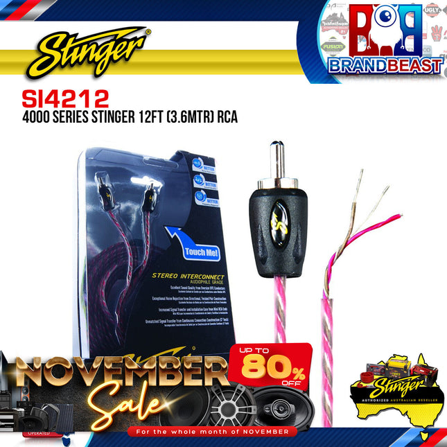 Stinger SI4212 3.6m 4000 Series 2 Channel RCA Interconnects