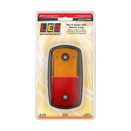 LED Autolamps 69ARM 12/24V Amber/Red Side Marker Light Blister Pack