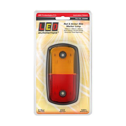 LED Autolamps 69ARM 12/24V Amber/Red Side Marker Light Blister Pack