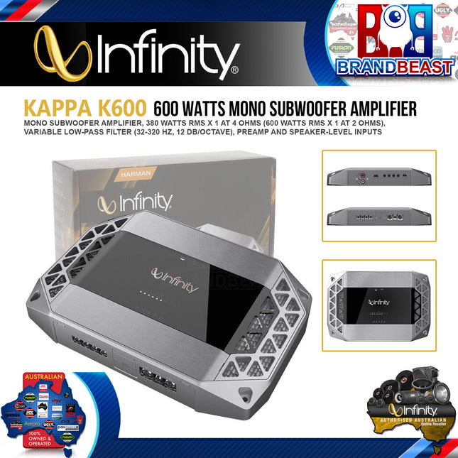 Infinity K600 1500W High-Performance Mono Car Audio Subwoofer Amplifier