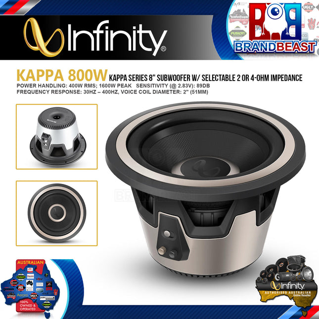 Infinity KAPPA 800W 8&quot; High-Performance Car Audio Subwoofers