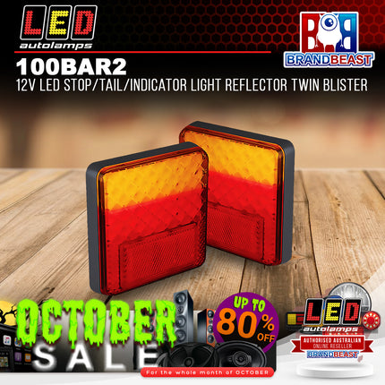 LED Autolamps 100BAR2 12V LED Stop/Tail/Indicator Light Reflector Twin Blister