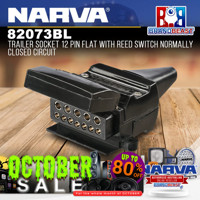 Narva 82073BL Trailer Socket 12 Pin w/ Reed Switch Normally Closed Circuit