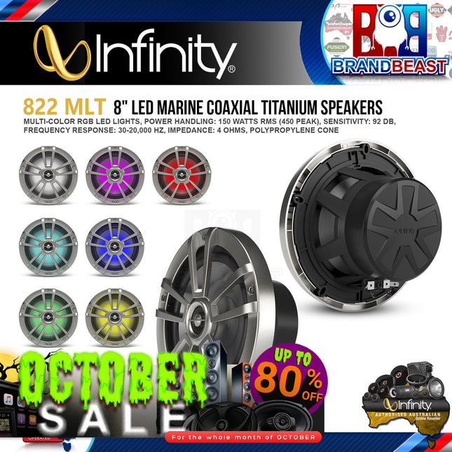 Infinity 822MLT 8" Two-Way Marine Audio Multi-Element Speaker - Titanium