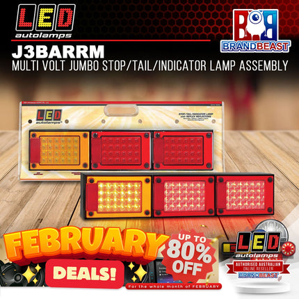 LED Autolamps J3BARRM Multi Volt Jumbo Stop/Tail/Indicator Lamp Assembly